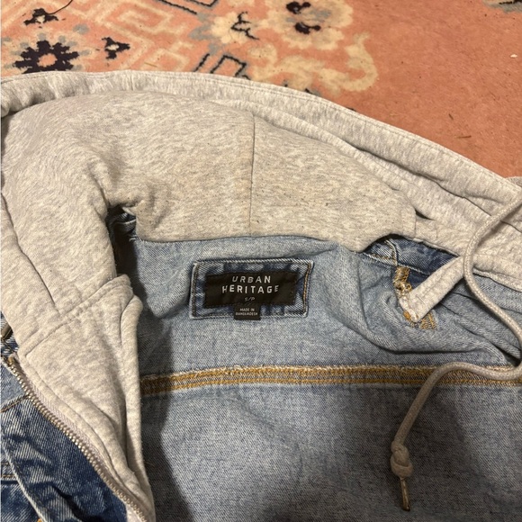 Urban Heritage Blue and Gray Denim Hoodie Jacket - Picture 7 of 9